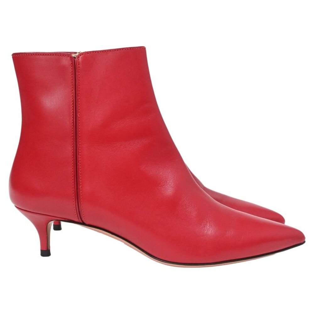 Altuzarra Quant Kitten Heel Ankle Boots in Red Leather